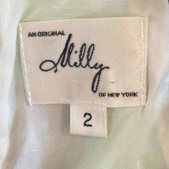 Milly New York Silk Green Brown Geometric Silk Print Shift Mini Dress - Picture 9 of 14